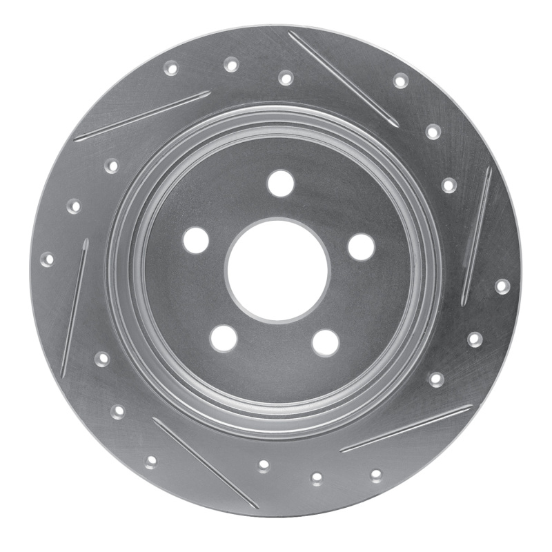 Chrysler PT Cruiser Brake Rotor (1) - Rear Left - R1 Concepts - Drilled & Slotted - Silver - `03-`10